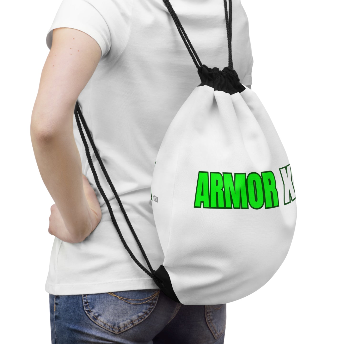 Armor X White Drawstring Bag